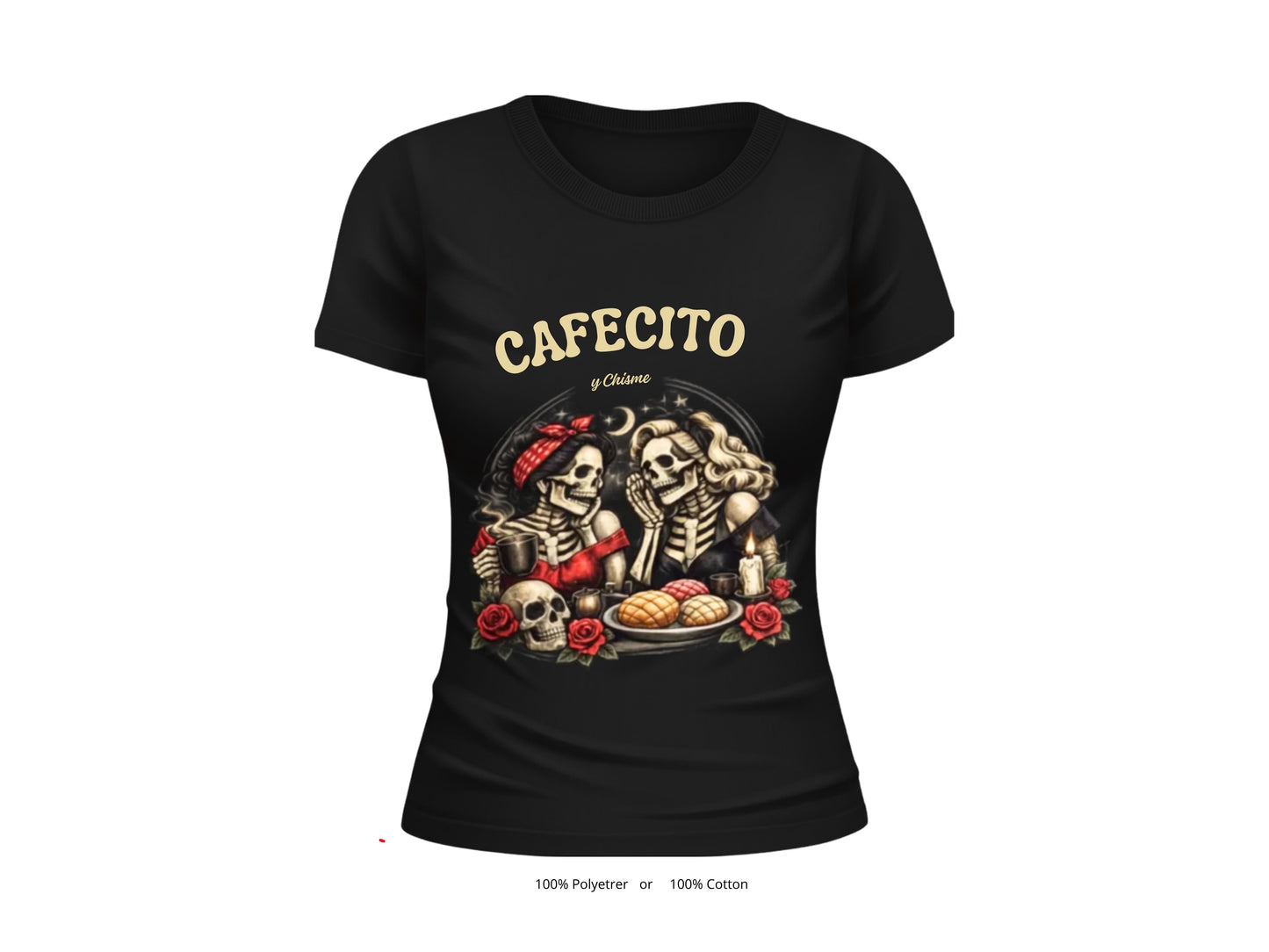 Cafecito y Chisme Skull Graphic T-Shirt | Unisex & Women's