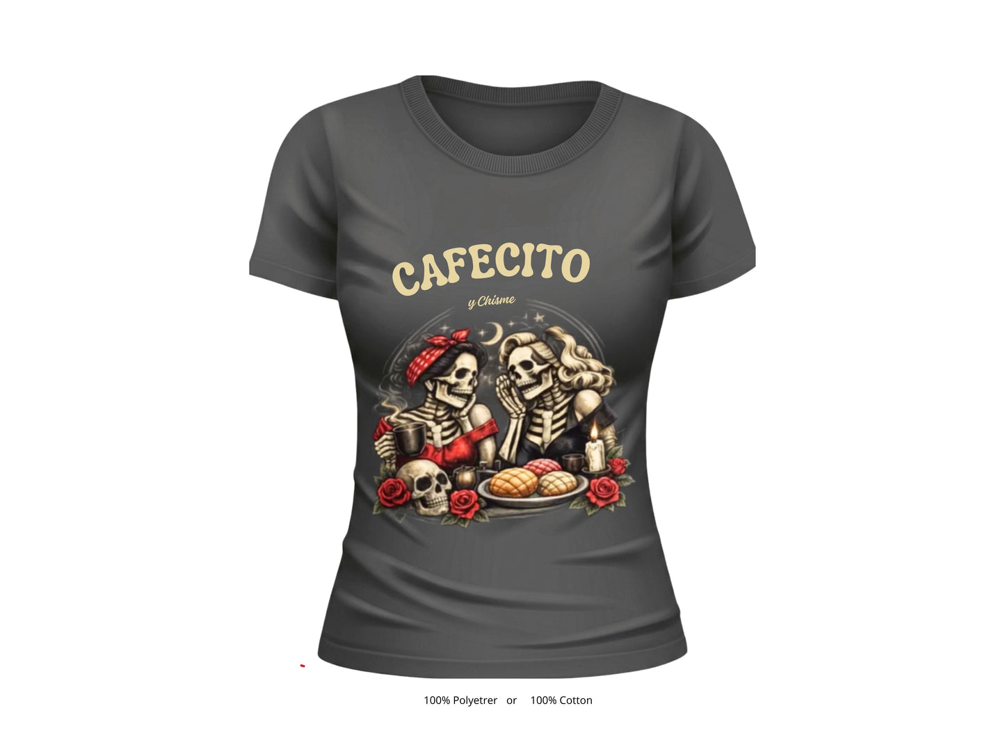 Cafecito y Chisme Skull Graphic T-Shirt | Unisex & Women's
