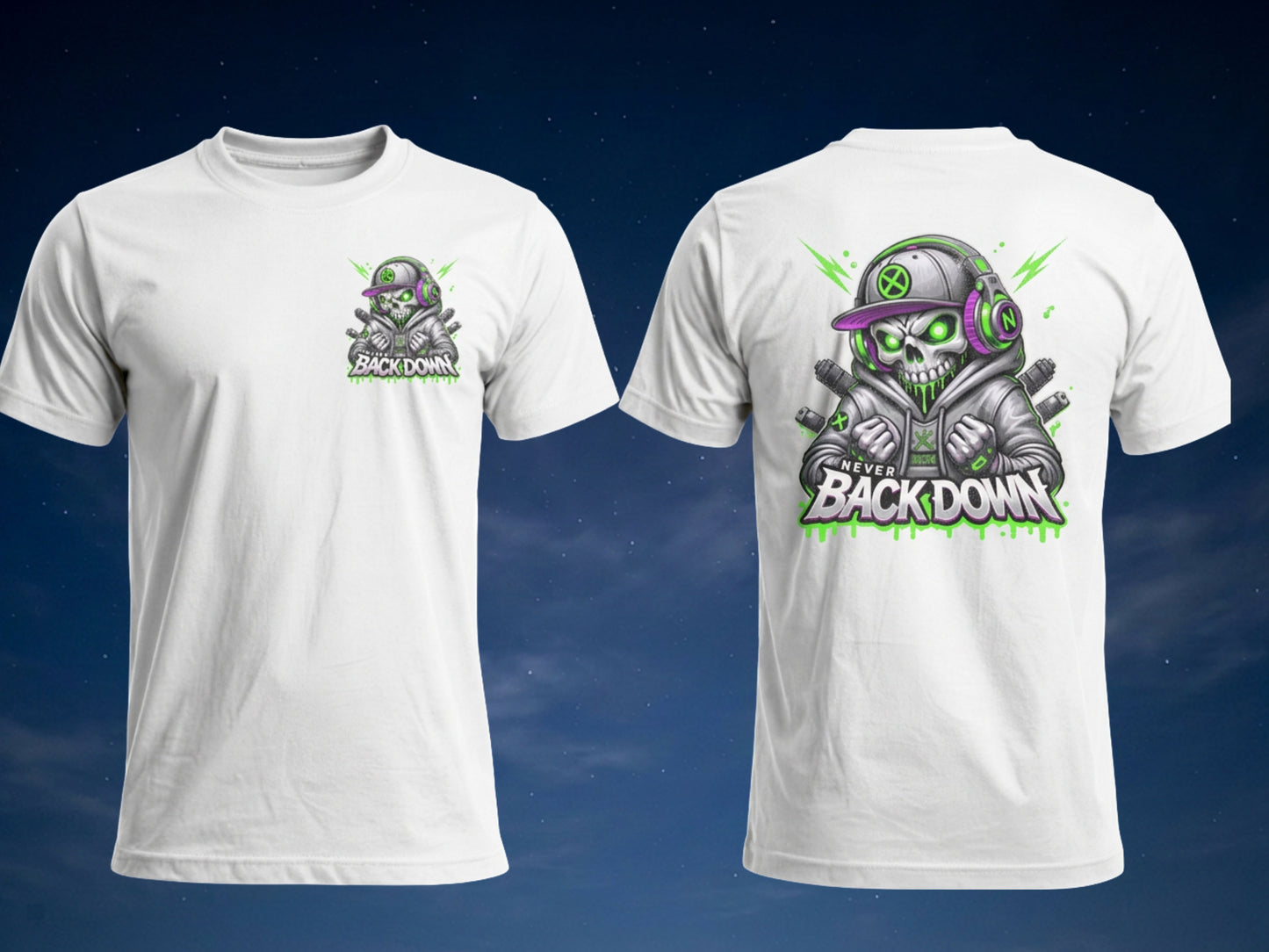 Never Back Down Skull Graphic T-Shirt | Unisex Streetwear Tee
