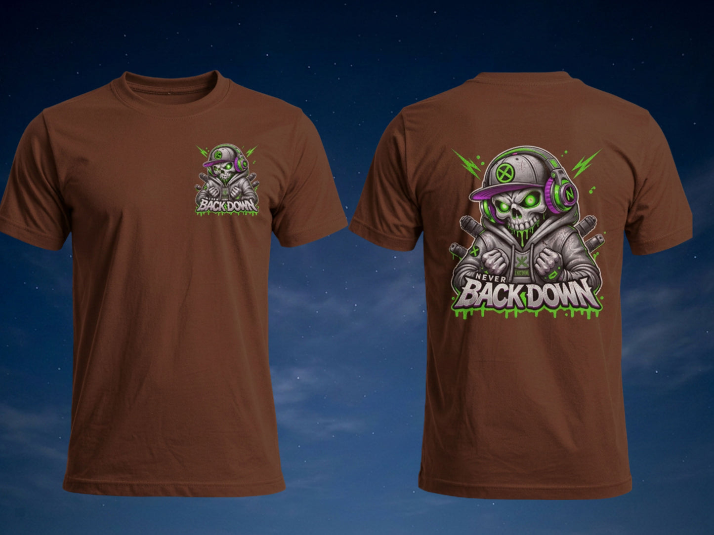 Never Back Down Skull Graphic T-Shirt | Unisex Streetwear Tee