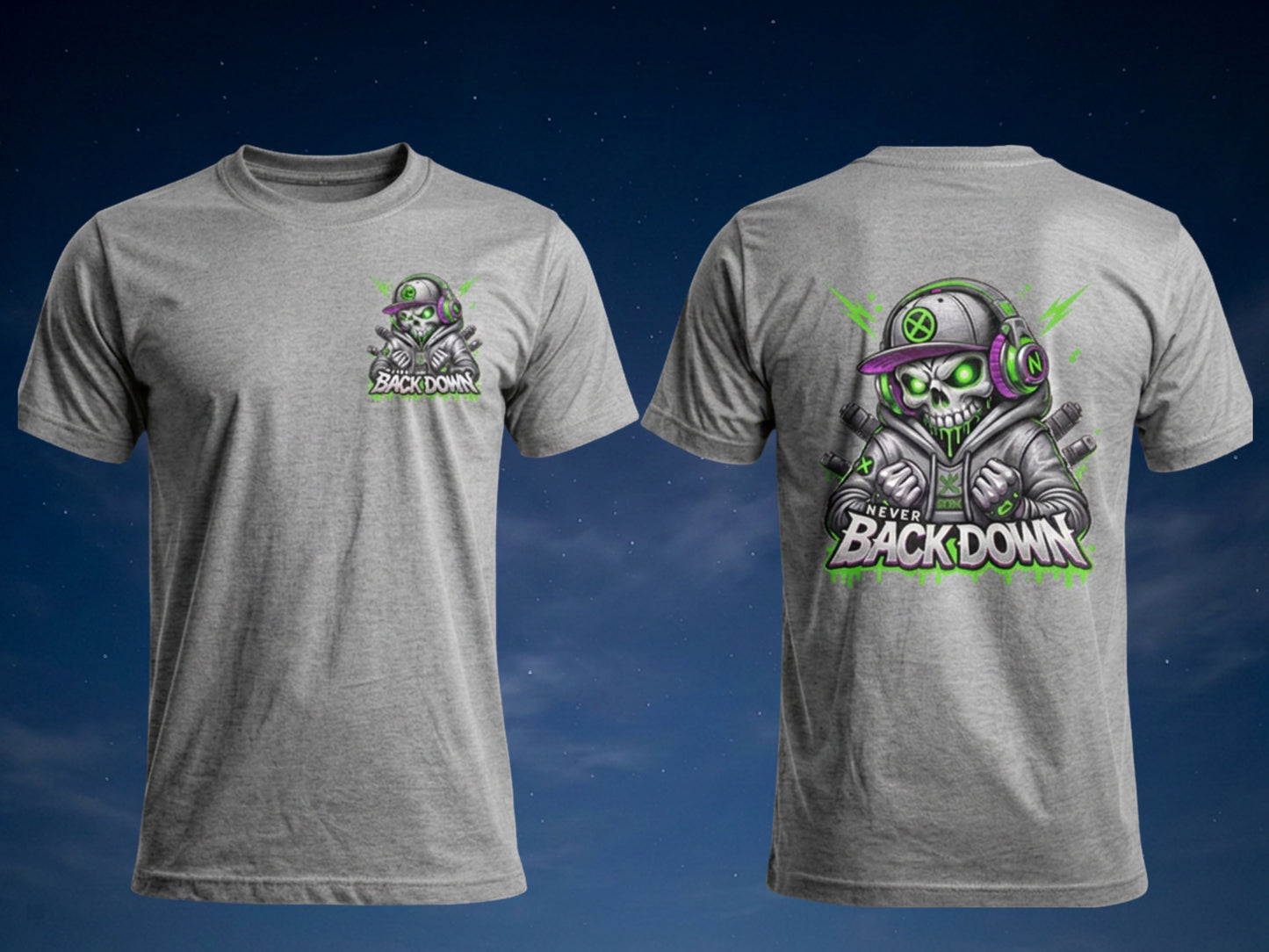 Never Back Down Skull Graphic T-Shirt | Unisex Streetwear Tee