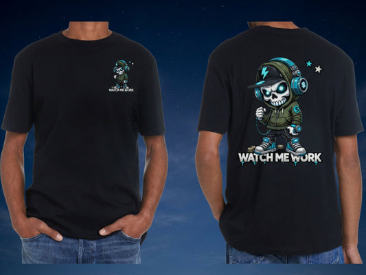 Gamer Watch Me Work Skull Graphic T-Shirt | Unisex Gaming Streetwear Tee